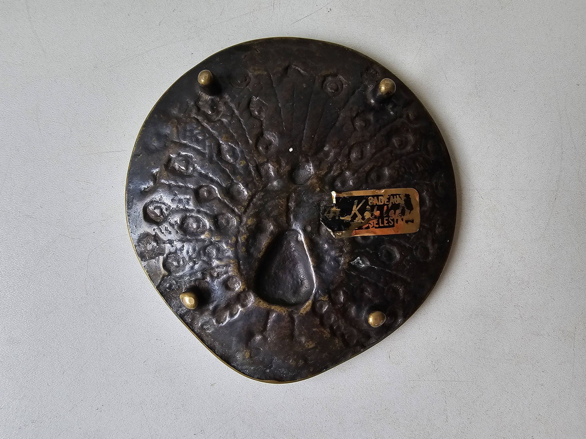 Vide poche / coupelle en laiton - motif Paon