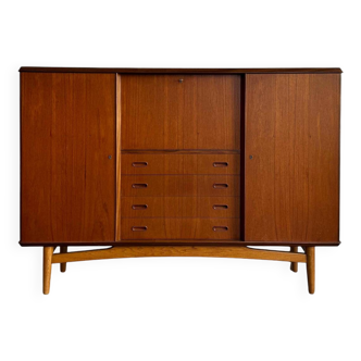 Buffet haut danois vintage en teck et chêne