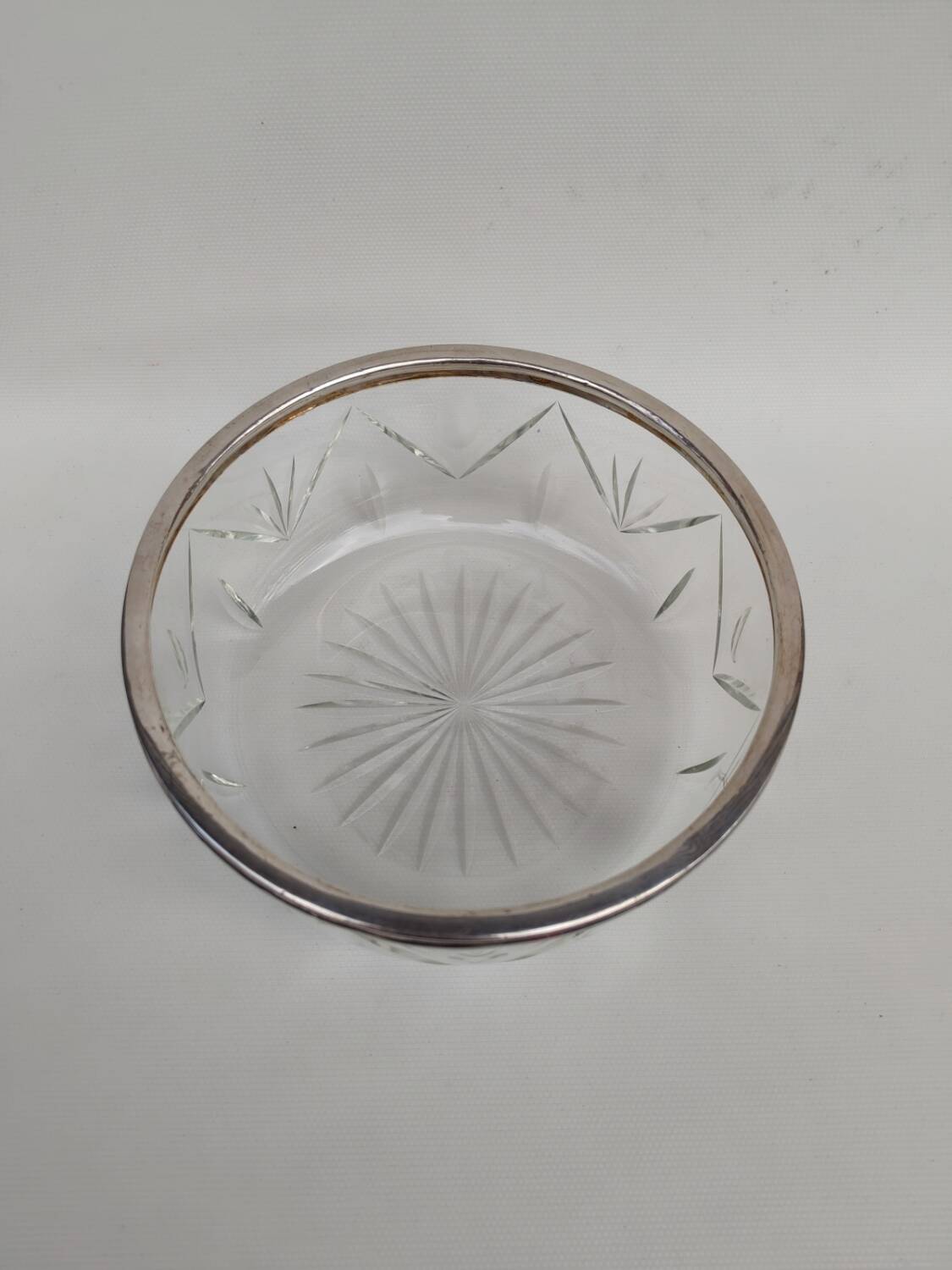 Crystal salad bowl with solid silver rim, first part of the 20th century.