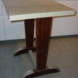 Bistro table in wood and yellow formica from the 30s/40s