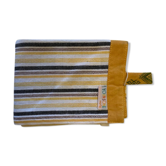 Blue and yellow striped tea towel