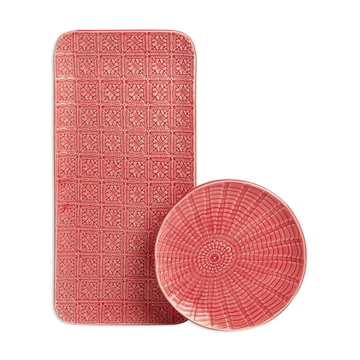 Dessert box Set of 4 plates and 1 pink dish