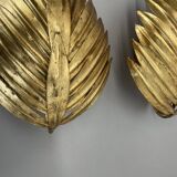 Lot de 2 appliques murales dorées à feuilles florentines de style hans kögl, italie, 1980