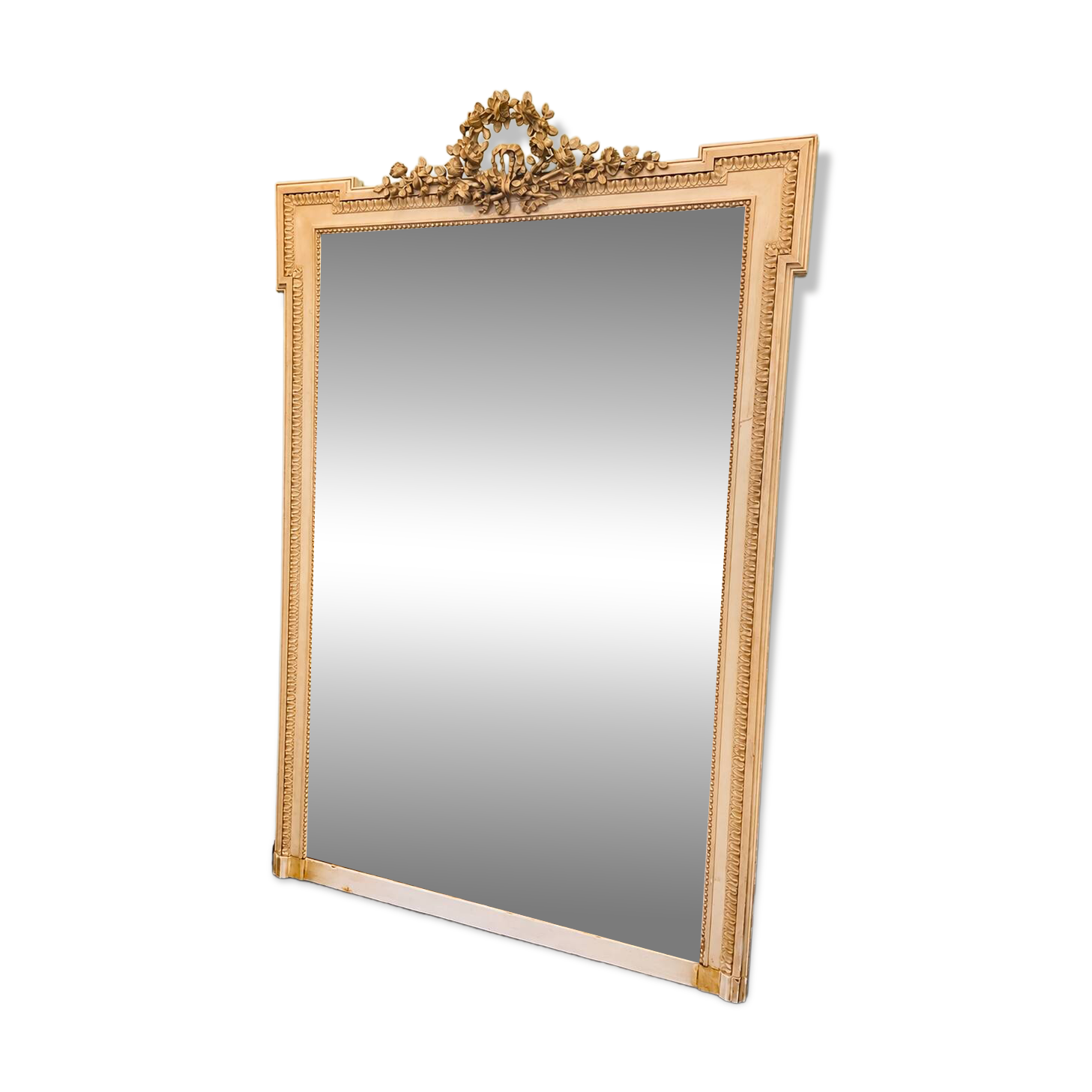 large antique mirror with richly carved pediment in Louis XV / Napoleon style