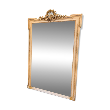 large antique mirror with richly carved pediment in Louis XV / Napoleon style