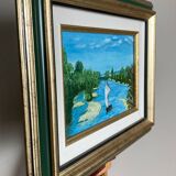 Oil painting on canvas 20th century seascape signed MLR Marie Louise REFALO