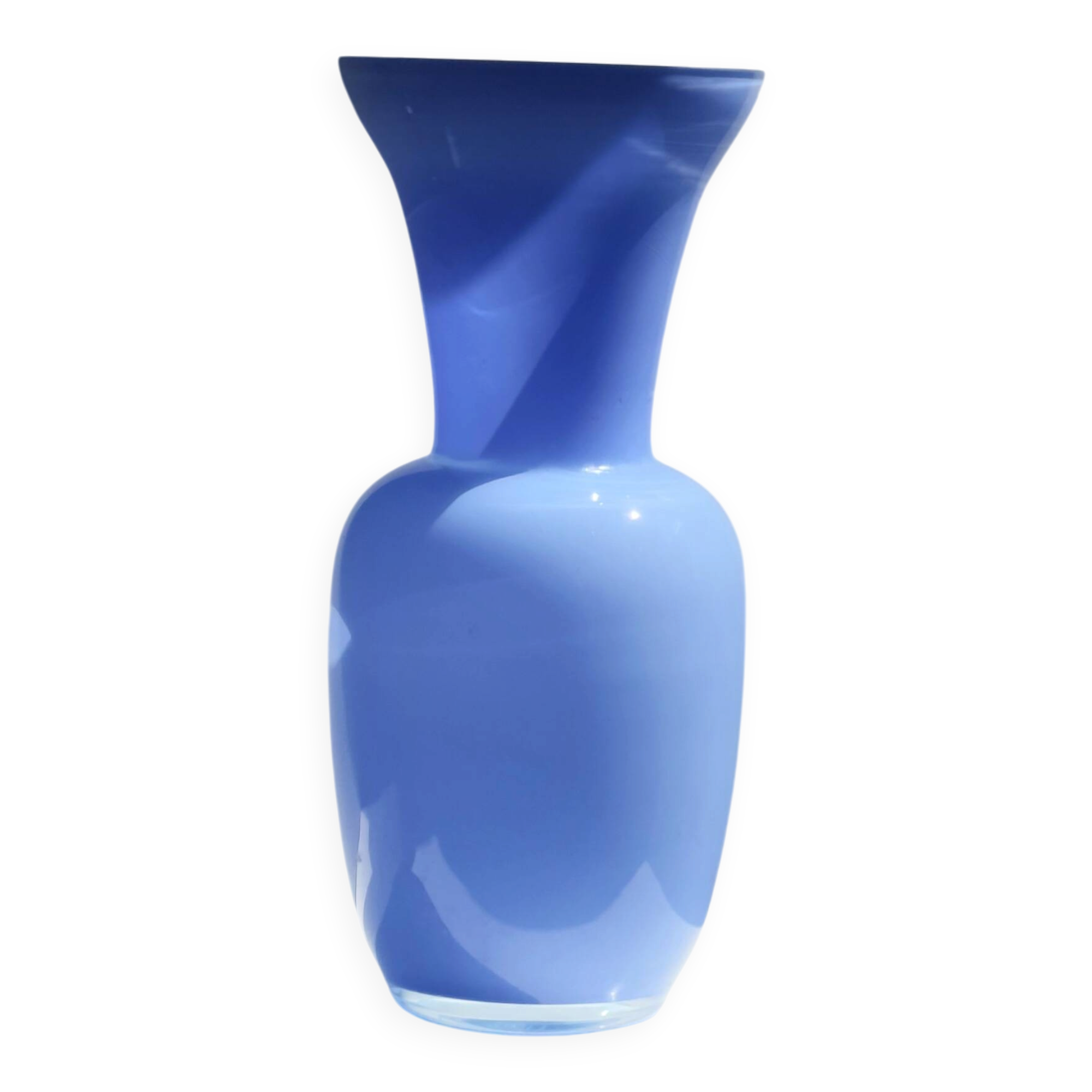 Vintage Italian opal glass vase in blue