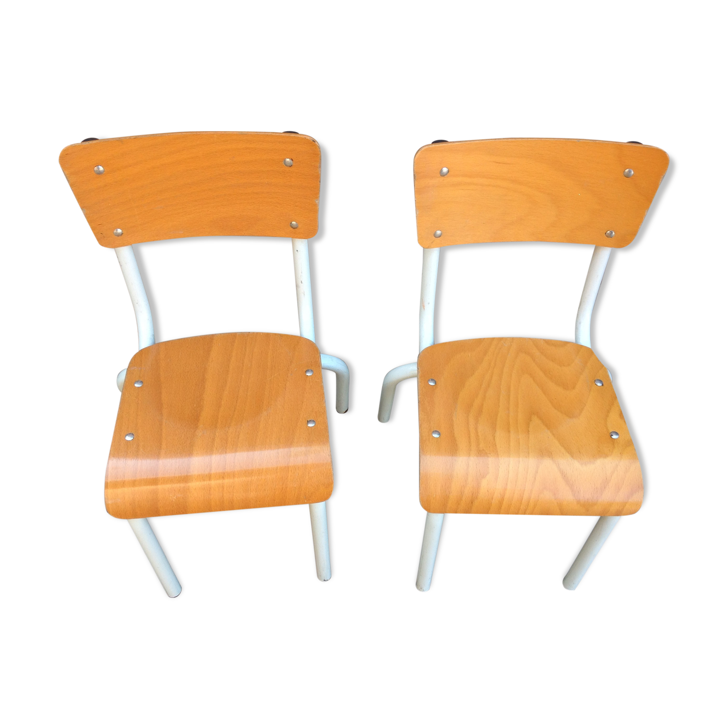 Duo of child school boy chairs