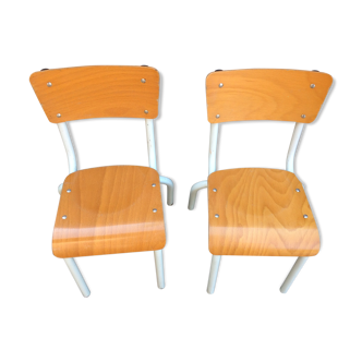 Duo of child school boy chairs