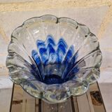 Ancient Blue and Transparent Murano Glass Vase