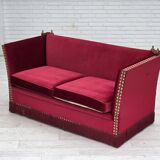 1970s, Danish "Spanish" sofa, furniture velour, ash wood legs.