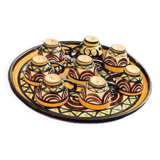 Tray, plate and 8 liqueur cups in ceramic from St Jean de Bretagne vintage 1950/60