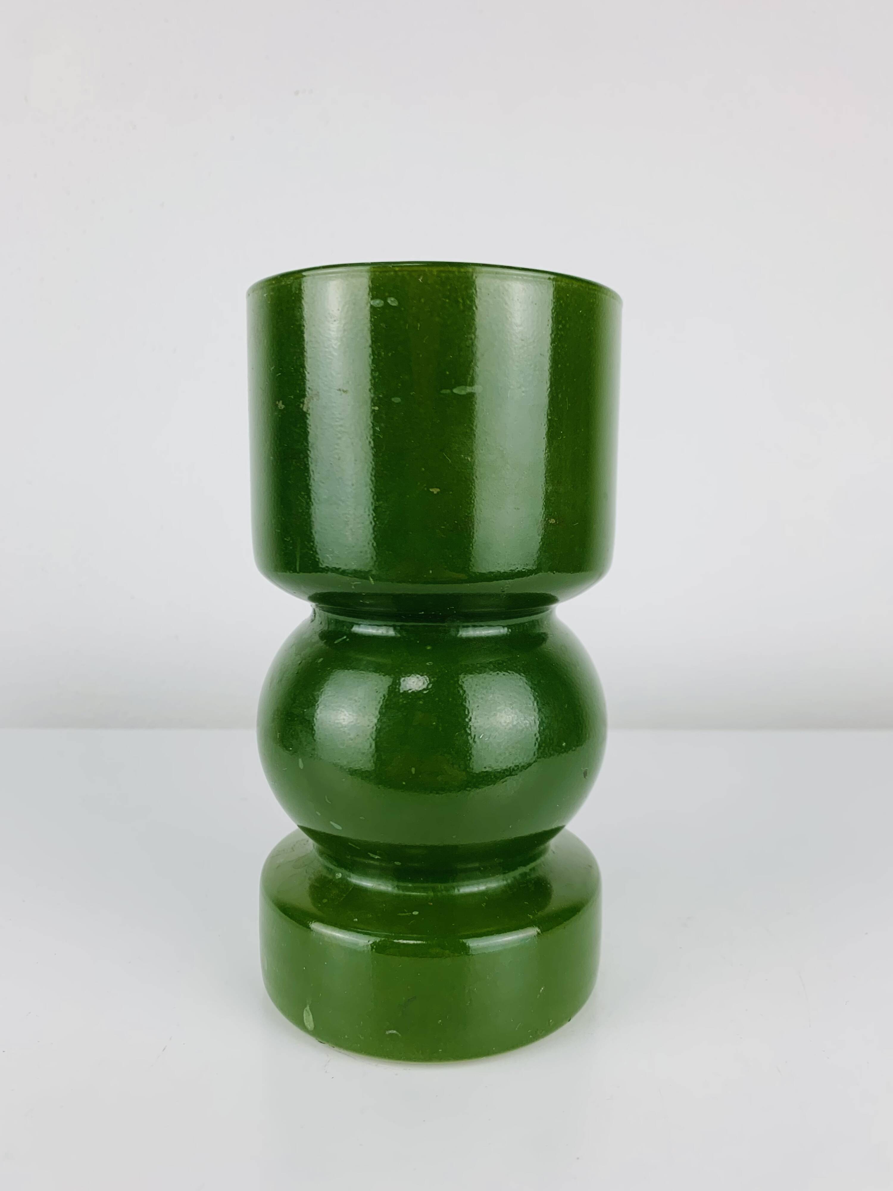 Green glass vase in Scandinavian style