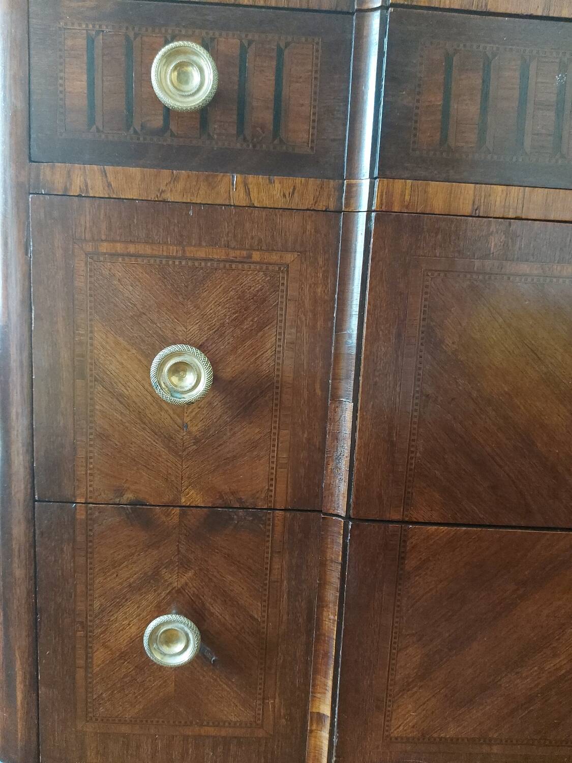 Wooden and marble chest of drawers