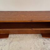 Vintage solid oak geometric wall shelf