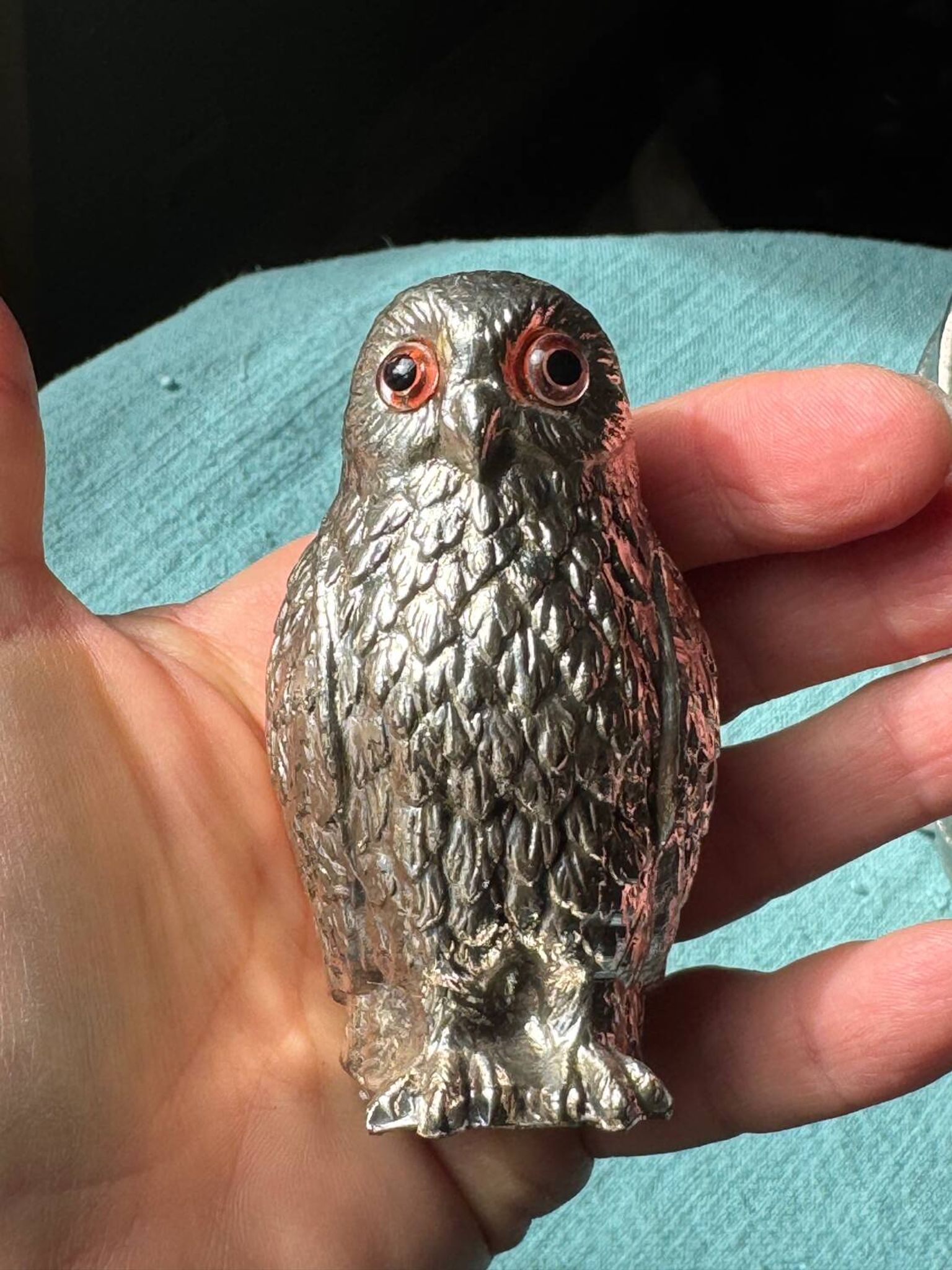 Vintage silver-plated owl-shaped salt and pepper shakers