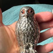 Vintage silver-plated owl-shaped salt and pepper shakers