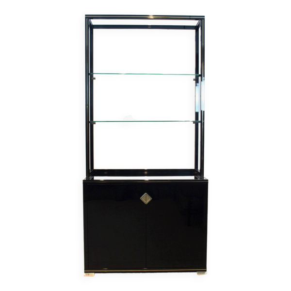 Armoire française laquée noire avec étagères Pierre Vandel Paris
