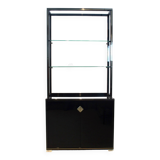 Pierre Vandel Paris Black Lacquered French Cabinet with Shelving Display