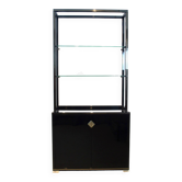Pierre Vandel Paris Black Lacquered French Cabinet with Shelving Display