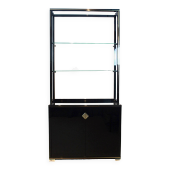 Armoire française laquée noire avec étagères Pierre Vandel Paris
