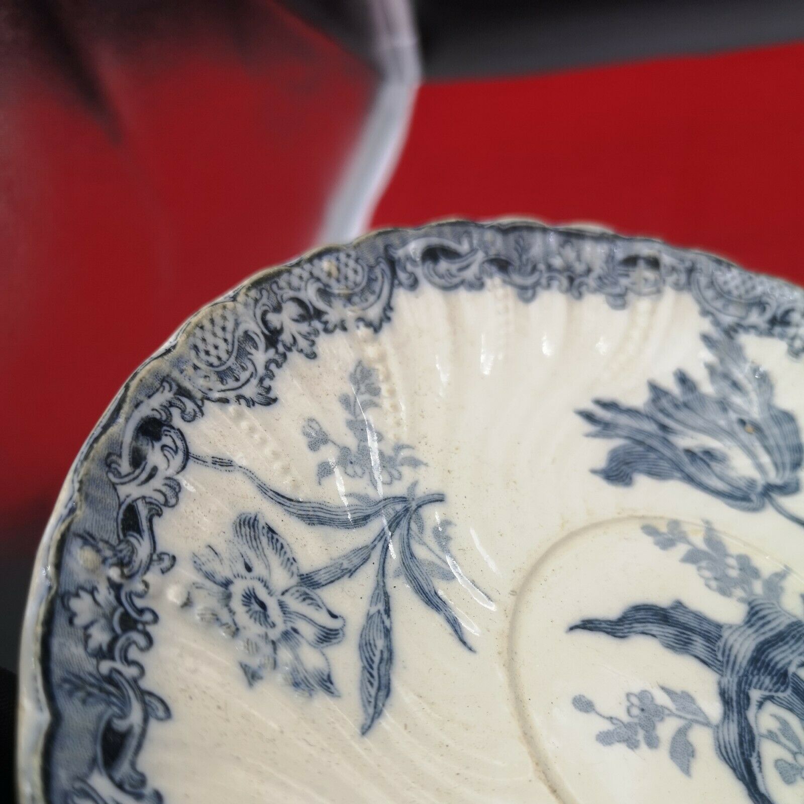 Pair of dessert plate in Sarreguemines earthenware model Fontanges