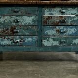 Painted workbench with drawers