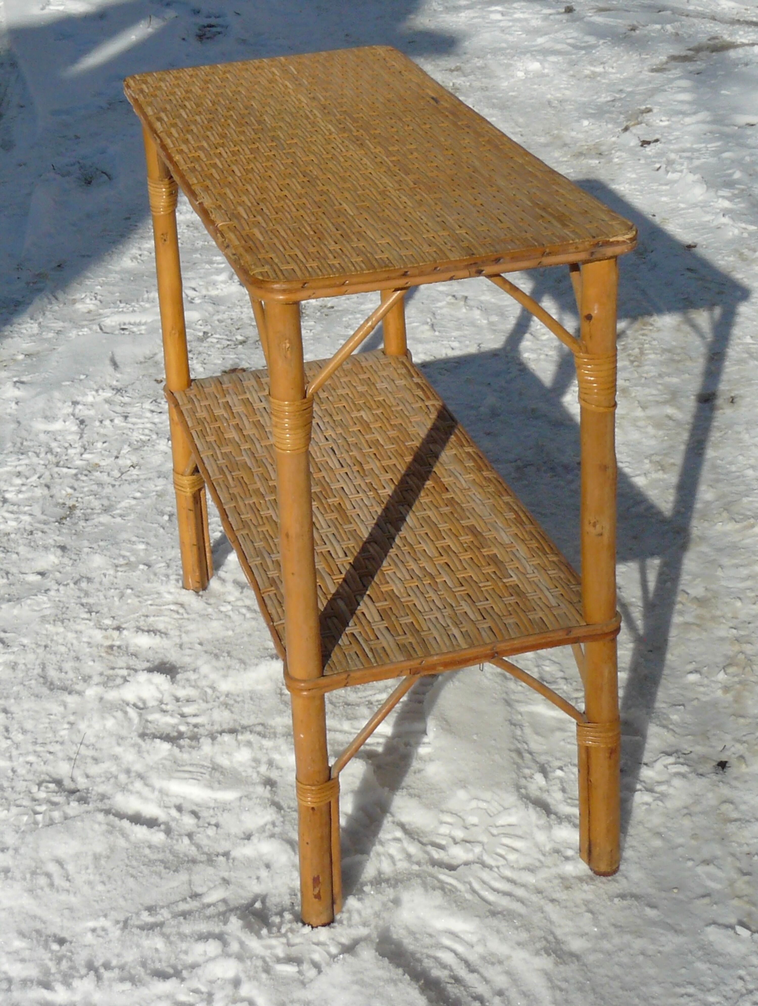 Vintage rattan dessert table 1970