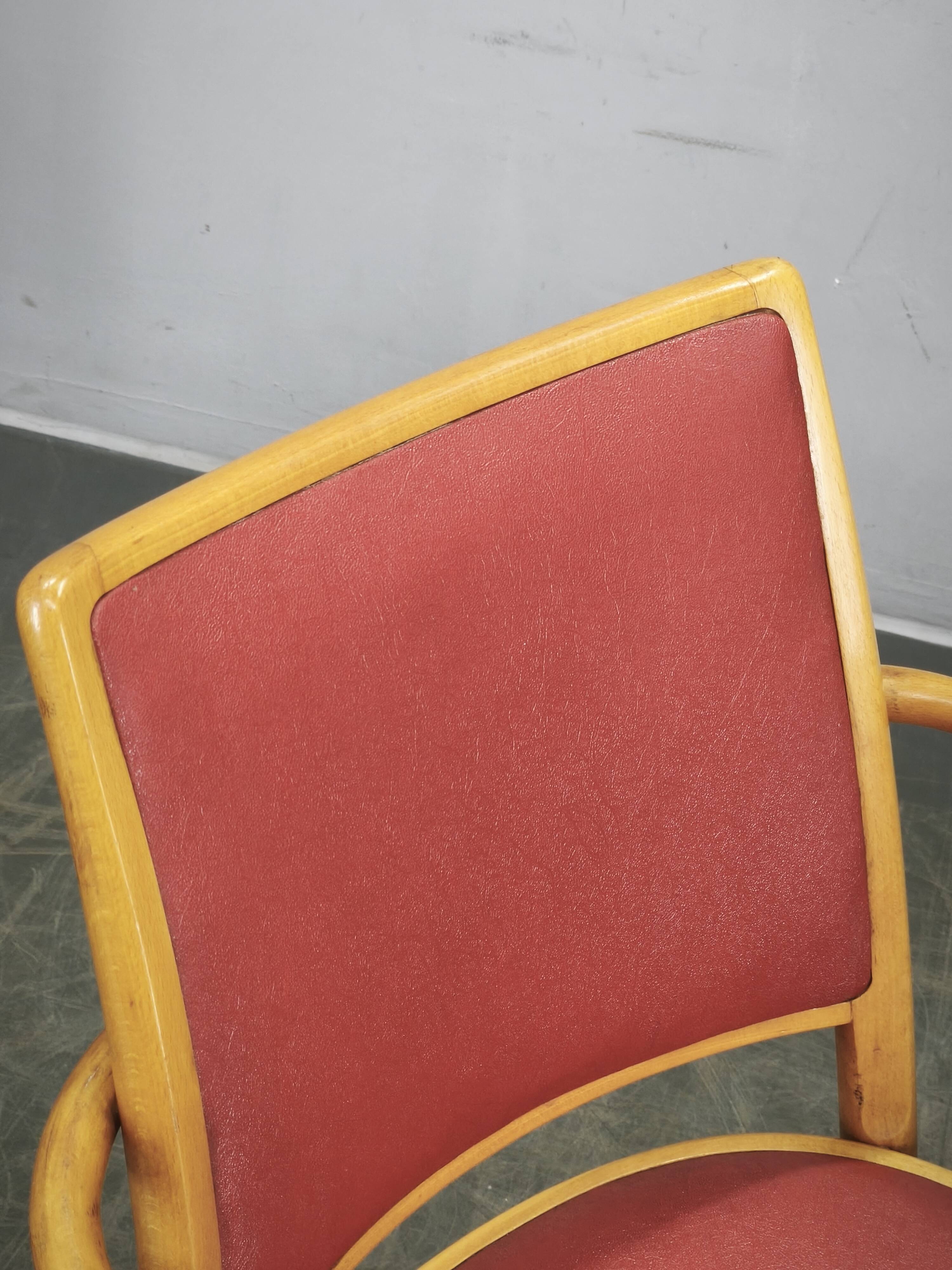 Ligna Adjustable Swivel Office Chair, Czechoslovakia, 1950s
