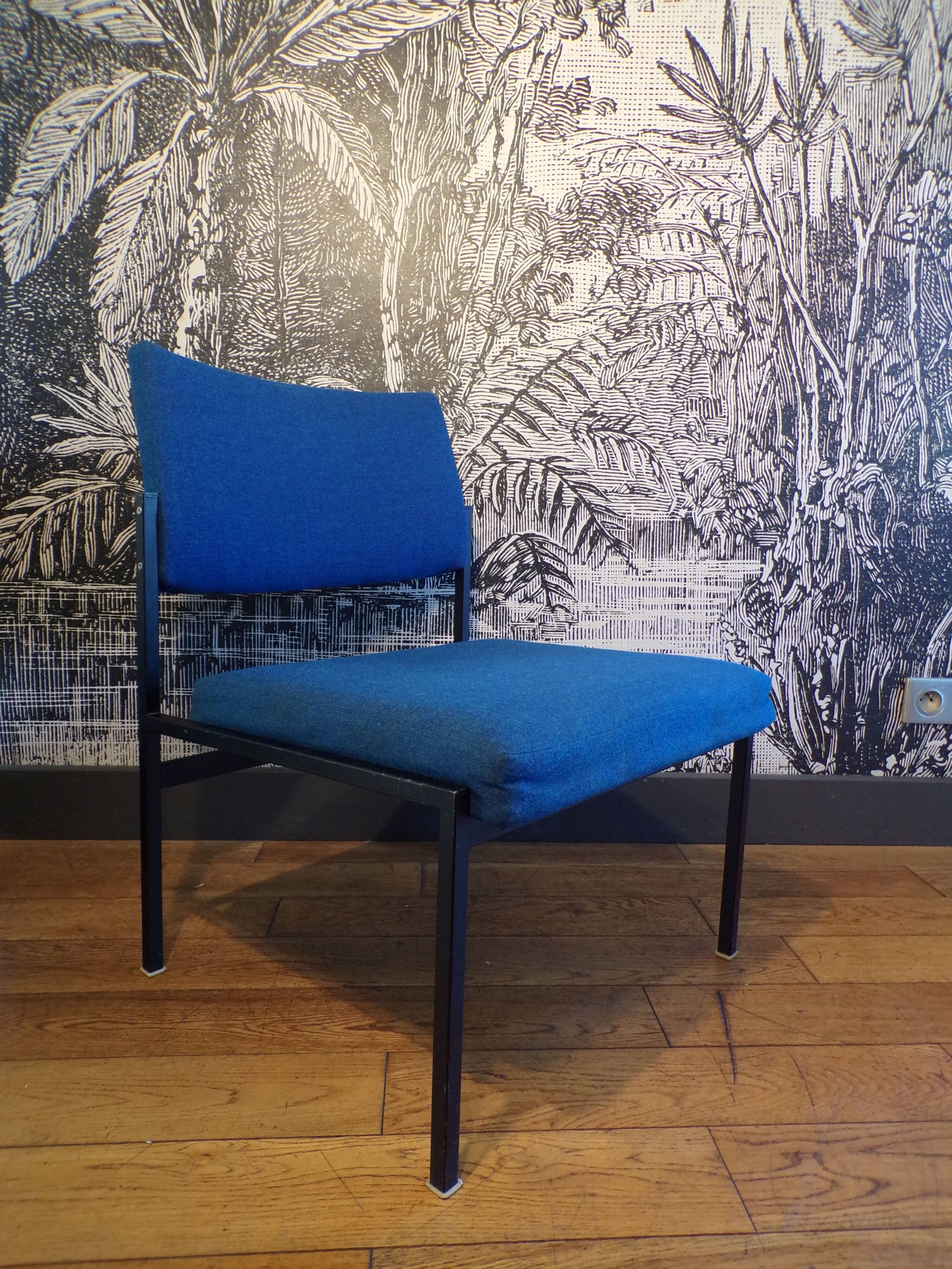 Thonet 1960s armchair in blue jersey