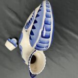 Pitcher bottle hen earthenware white blue USSR 20th century