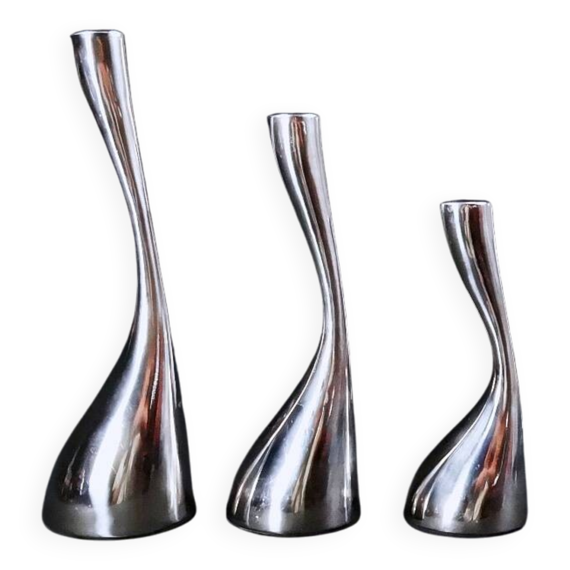 Scandinavian steel candle holders by Design by Mencke & Vagnby Nuance Vintage