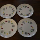 Set of 4 dessert plates Gien Montbouy