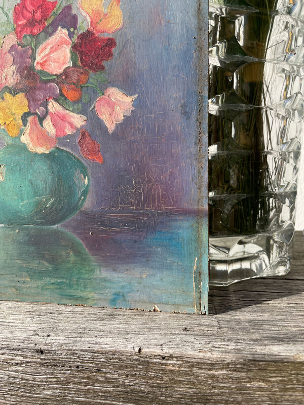 Bouquet de fleurs, peinture à l’huile, 1945