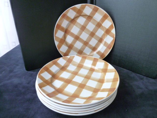 Set of 6 flat plates Badonviller Decoration yellow tiles