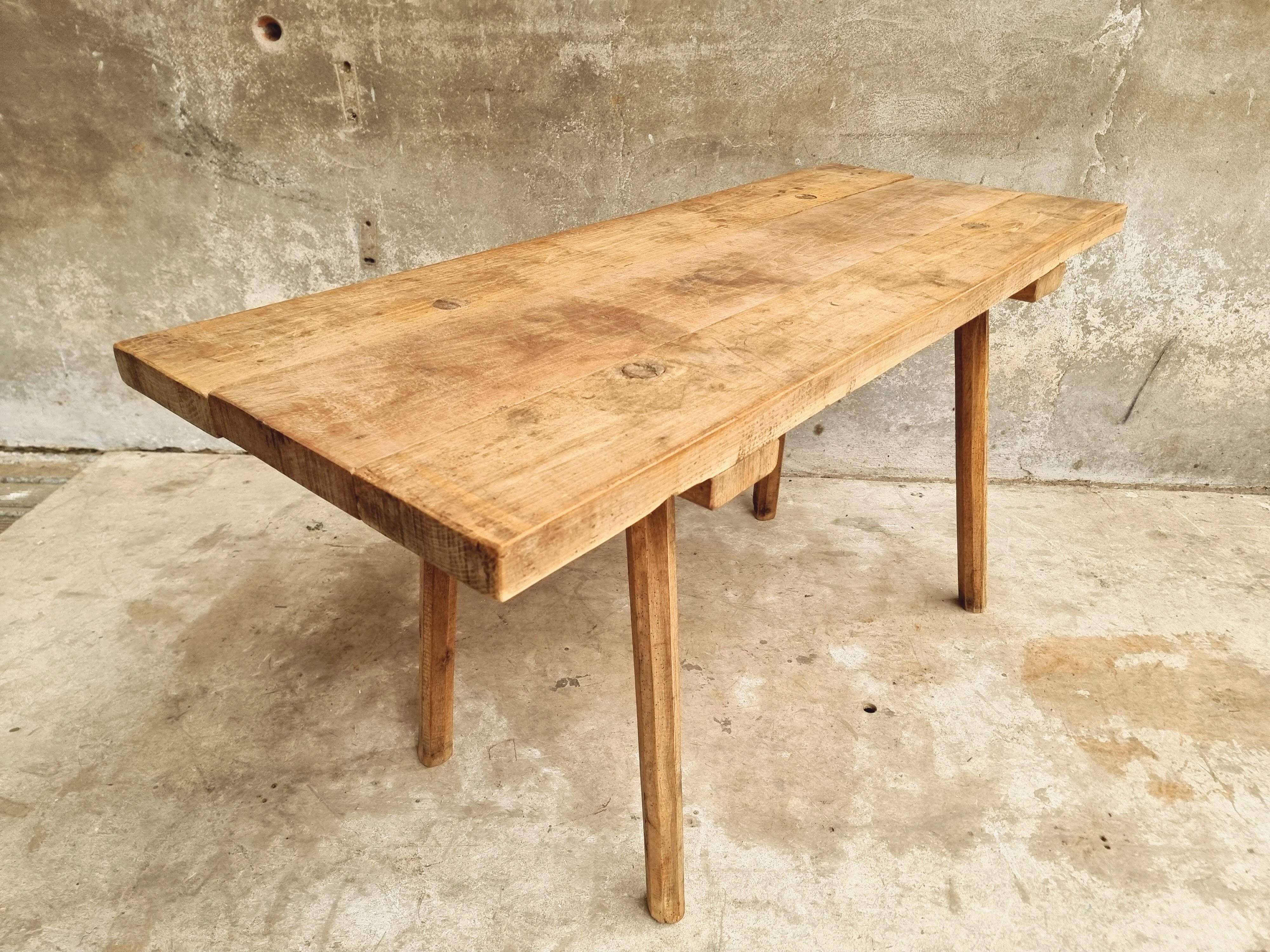 Antique butcher's table, work table, dining table, side table, oak