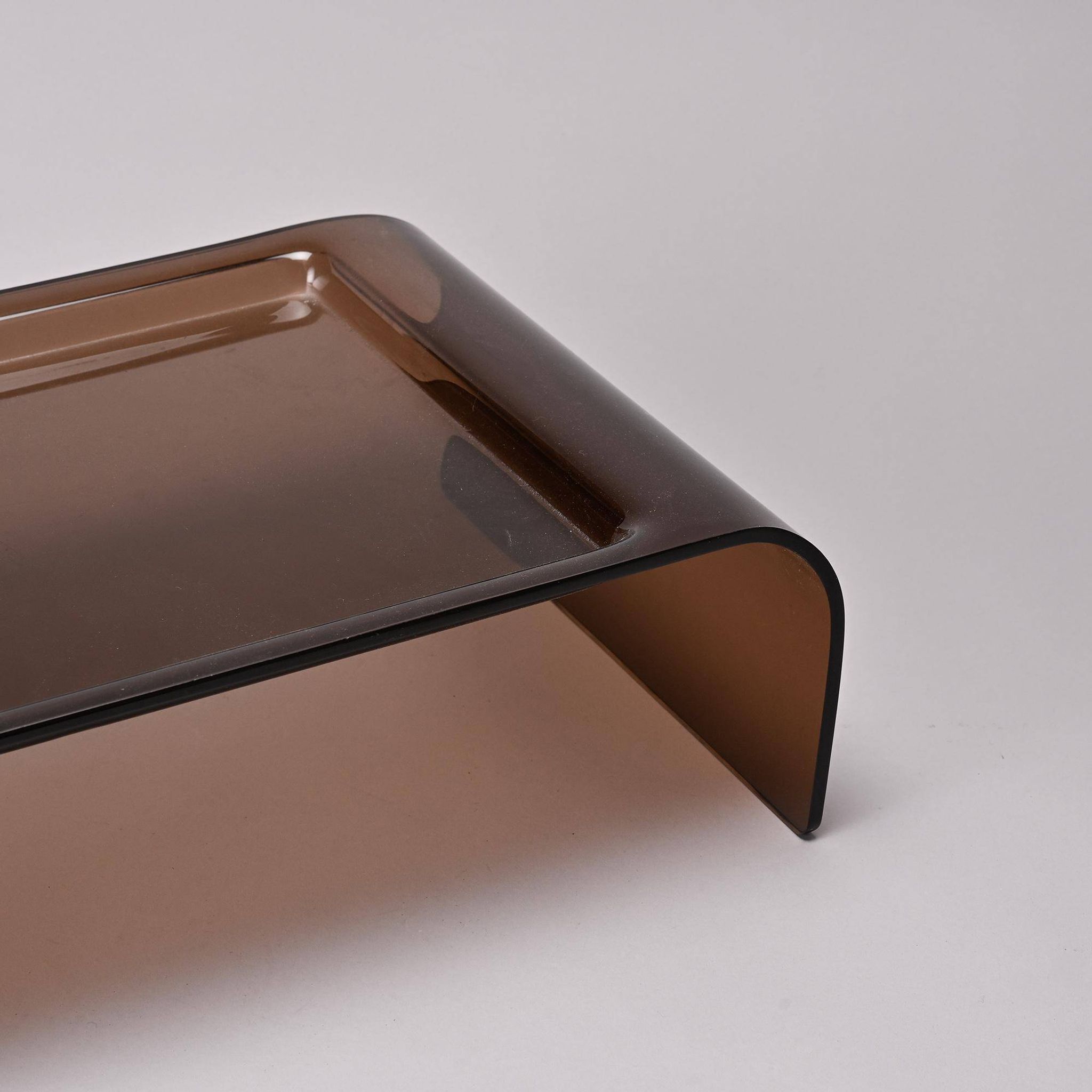 Smoked plexiglass bed tray, circa 1970