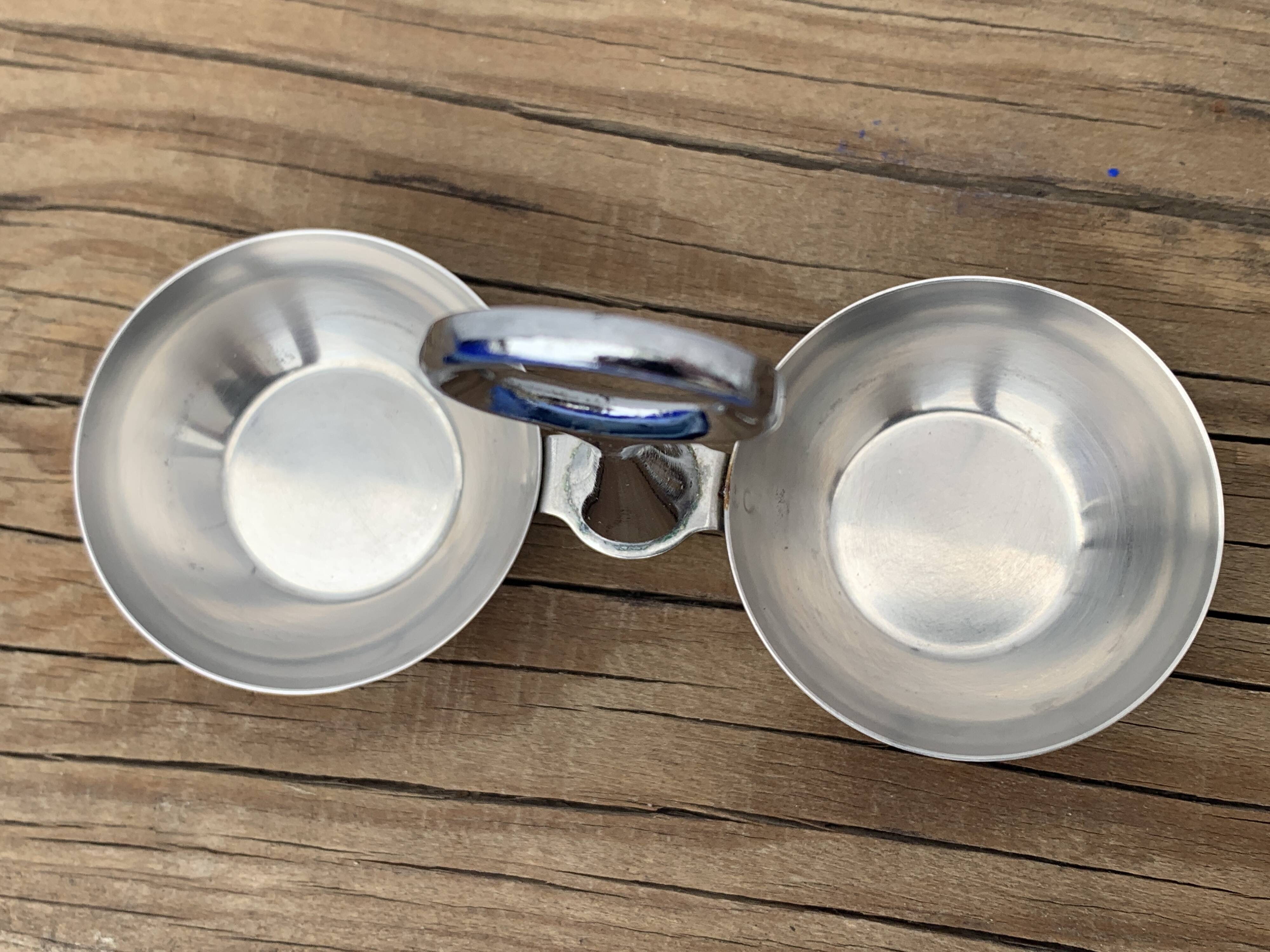 German salt and pepper shaker WMF in metal and glass, 1970