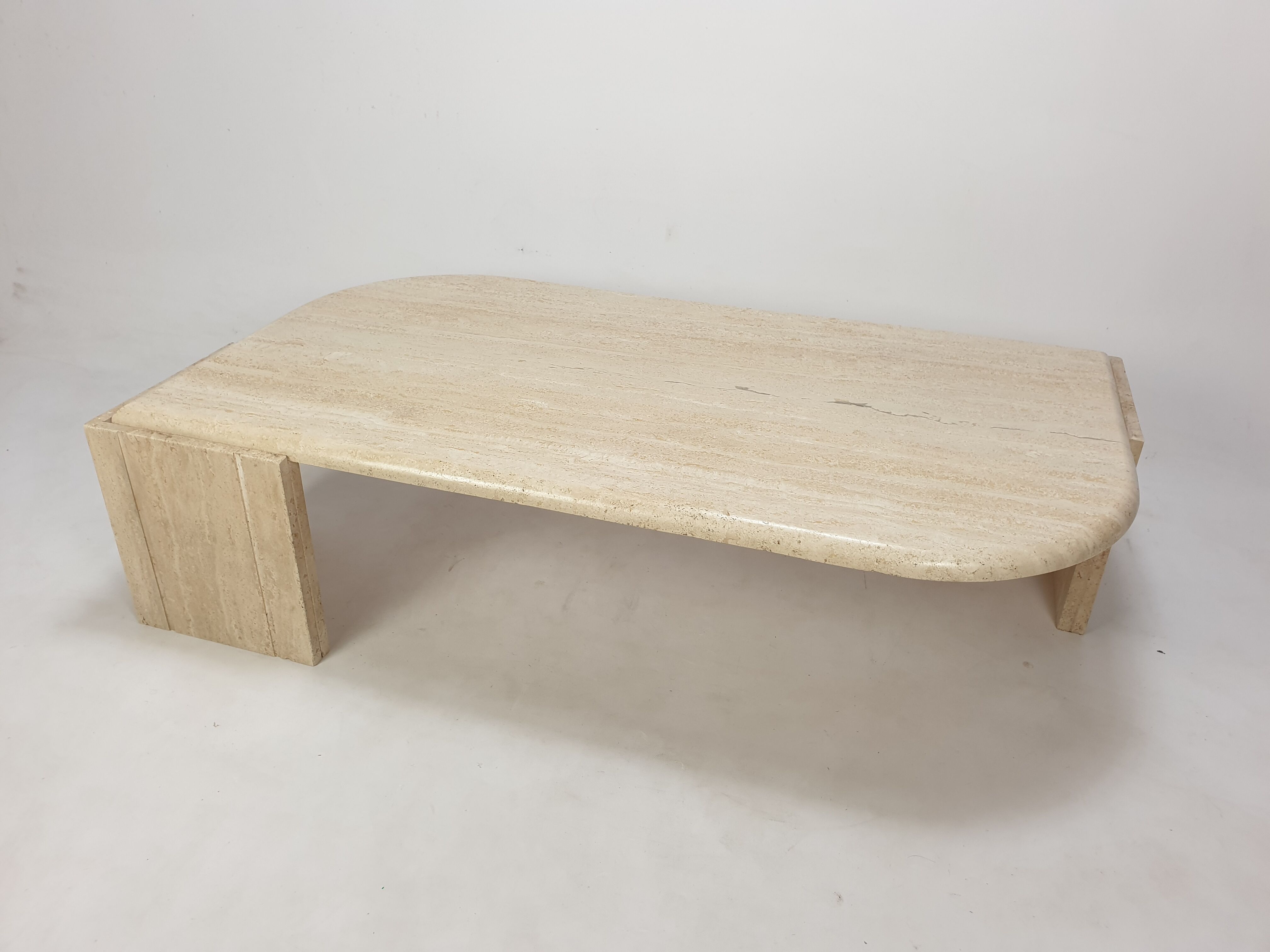 Italian travertine coffee table, 1980s