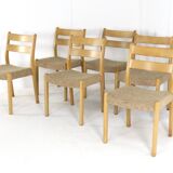 Lot de 6 chaises en chêne EMC Mobler 'Lem' - design danois - chêne