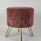 Tabouret pouf & repose pieds velours saumon