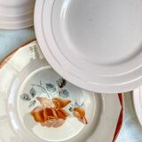 5 Small mismatched pink floral plates 1950 - DIGOIN SARREGUEMINES