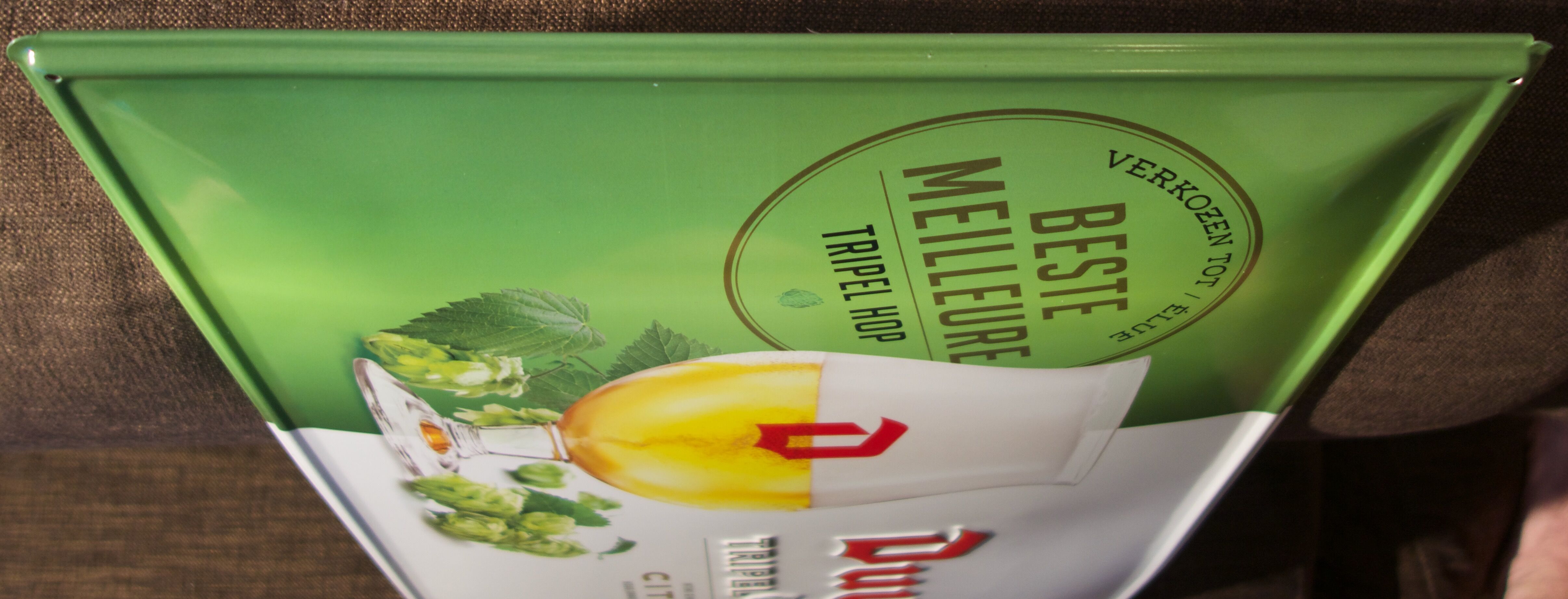 Enamelled advertising plate for the Belgian beer brand Duvel