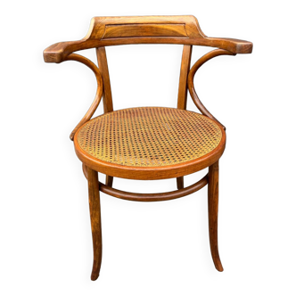 Fischel bistro armchair in wood and canework from the 50s/60s