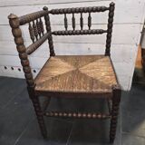 Antique corner fireplace armchair