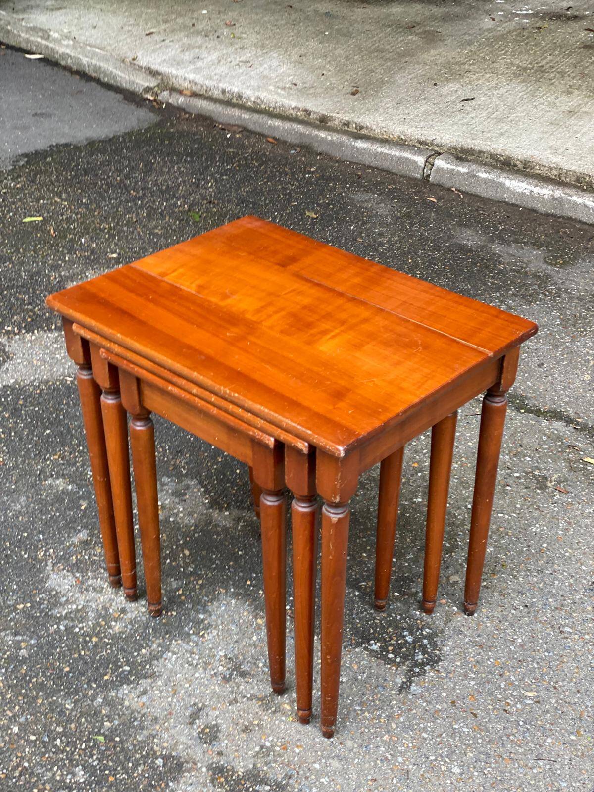 3 Louis XVI nesting coffee tables in solid wood