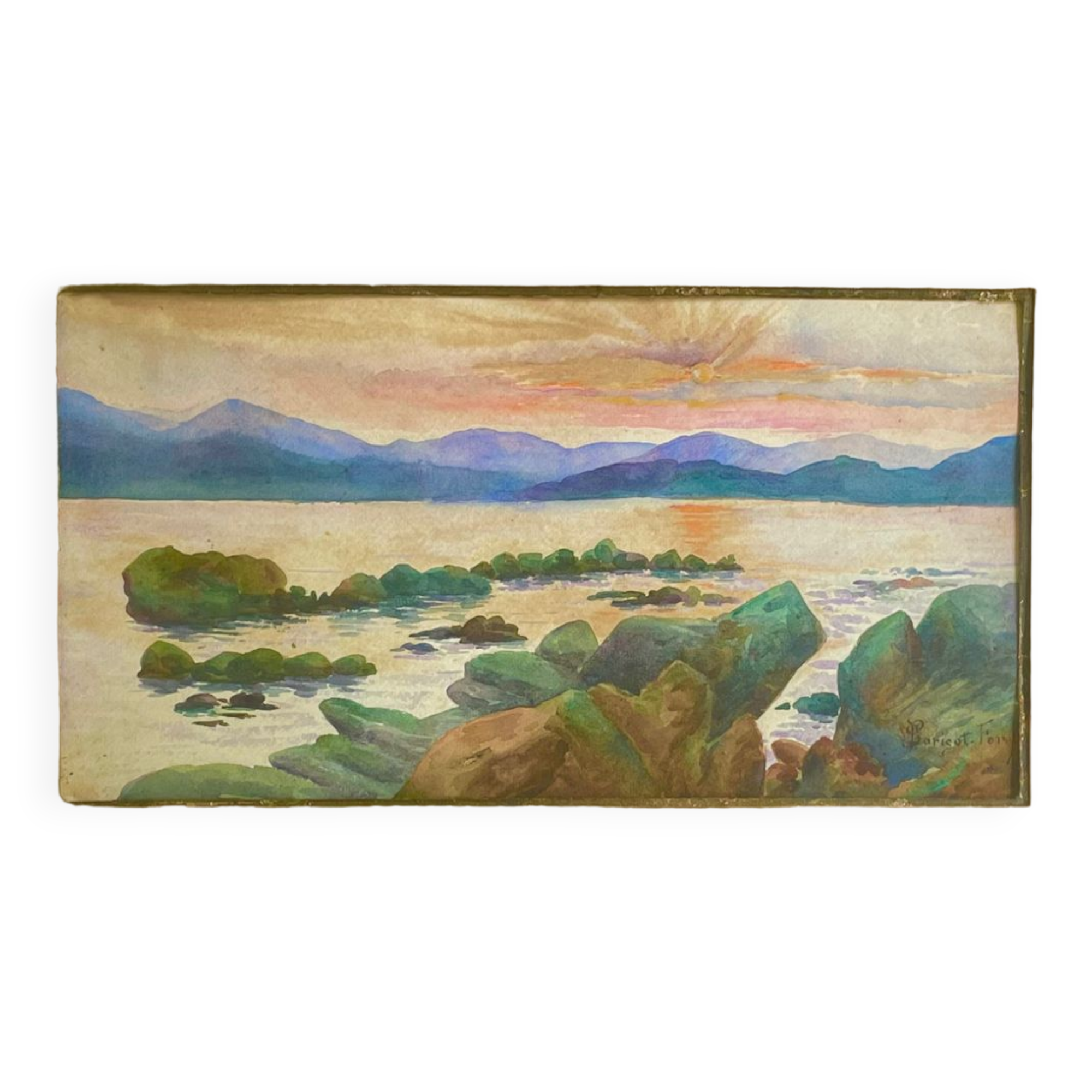 Old sunset painting painting early 20th century