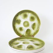 Set of 5 Moulins des Loups oyster plates, Green, 1960