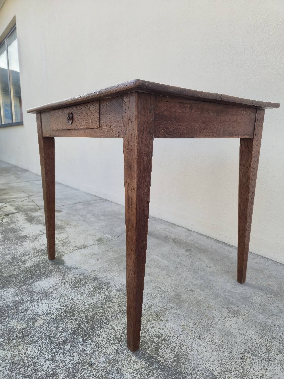 Antique rustic farmhouse table in solid oak, circa 1900s - 84cm