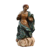 Statue religieuse française du XVIIIe siècle de la Vierge Marie sur un nuage